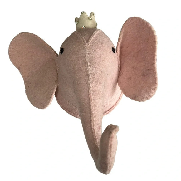 Mudpie Wool Elephant Wall Hanging Nursery Decor Baby Girl NWT - Picture 2 of 5